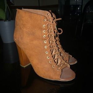 BAMBOO Shoes - Camel lace booties BAMBOO Shoes - Camel lace booties